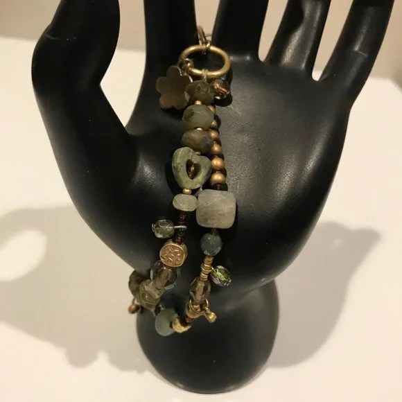 Orly Hagai Antique Gold-Tone Semi Precious Stone Bead Bracelet - Picture 8 of 11